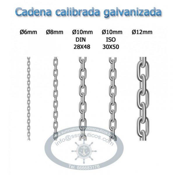 CADENA CALIBRADA ISO GALVANIZADA 12MM (50M)